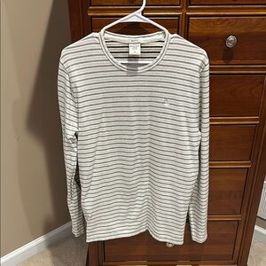 Abercrombie & Fitch men’s striped Long Sleeve Shirt, sz medium, ivory/beige
